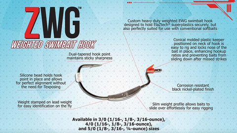 Z-Man ZWG Weighted Swimbait Hook - 3 Pack