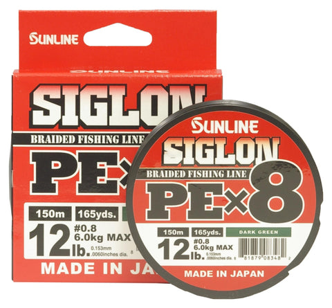 Sunline Siglon PEx8 8-Strand Braided Line Tight Weave Low Diameter Dark Green 165yd