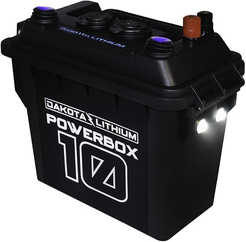 Dakota Lithium 12 Volt 10 Amp Hour Power Box + 12 Volt Charger (Black)
