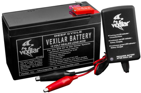Vexilar BATTERY & CHARGER - 12 VOLT/9 AMP LEAD-ACID BATTERY AND 1 AMP CHARGER SYSTEM
