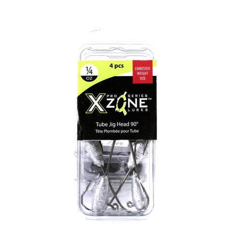 X Zone Lures Pro Series 1/4 Oz Tube Jig Head 90 Degree Pack of 4